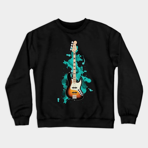 J-style Bass Guitar Sunburst Color Crewneck Sweatshirt by nightsworthy